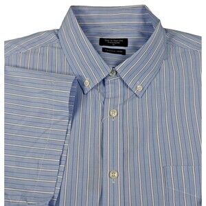 NEW Year In Year Out Short Sleeve Button Down Shirt Men's Sz XL Blue Striped NWT